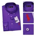 ralph lauren hommes createur chemises manche longue 2019U polo bresil poney coton violet